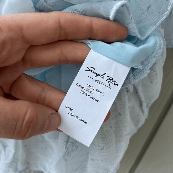 Simple Retro Ballet Wrap Top – Blue Ruffle Blouse with Lining – Size Small - Picture 5 of 10